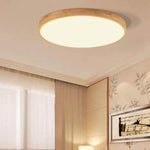 Nordic Solid Wood Round Ultra-thin LED Flush Mount Ceiling 1-Light Lasson Living
