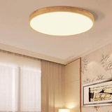 Nordic Solid Wood Round Ultra-thin LED Flush Mount Ceiling 1-Light Lasson Living
