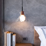 Nordic Rippled Glass and Wood LED Pendant Light | 1-Light Lasson Living