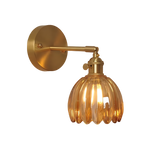 Vintage Brass Tulip Glass Wall Sconce 1-Light Lasson Living