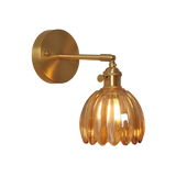 Vintage Brass Tulip Glass Wall Sconce 1-Light Lasson Living