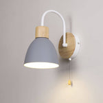 Nordic Wood Dome Wall Light with Pull Switch | 1-Light Lasson Living