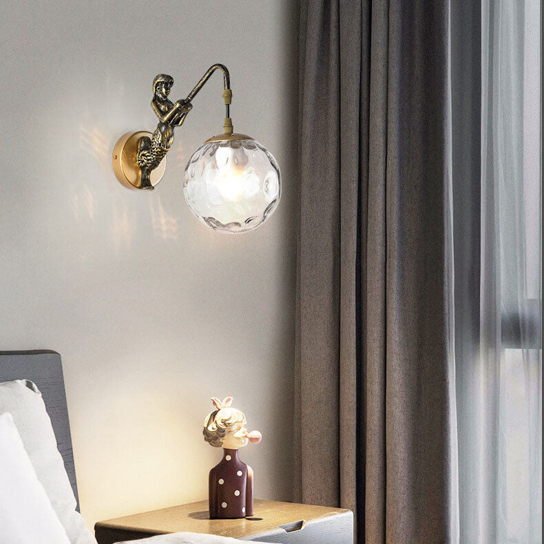 Vintage Glass Globe 1-Light Mermaid Wall Sconce Lasson Living