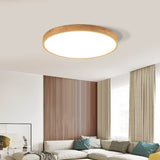 Nordic Solid Wood Round Ultra-thin LED Flush Mount Ceiling 1-Light Lasson Living