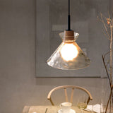 Nordic Rippled Glass and Wood LED Pendant Light | 1-Light Lasson Living