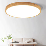 Nordic Solid Wood Round Ultra-thin LED Flush Mount Ceiling 1-Light Lasson Living