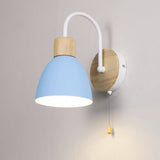 Nordic Wood Dome Wall Light with Pull Switch | 1-Light Lasson Living