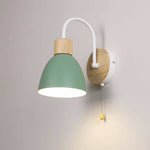 Nordic Wood Dome Wall Light with Pull Switch | 1-Light Lasson Living