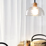 Nordic Rippled Glass and Wood LED Pendant Light | 1-Light Lasson Living
