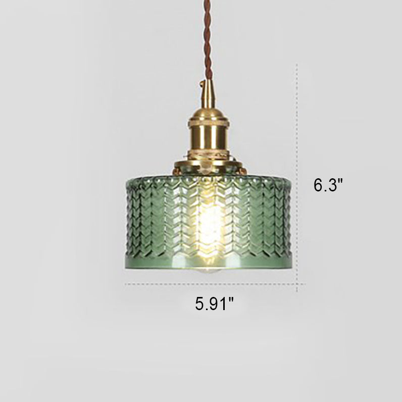 Japanese Brass Glass 1-Light Round Pendant Light Lasson Living