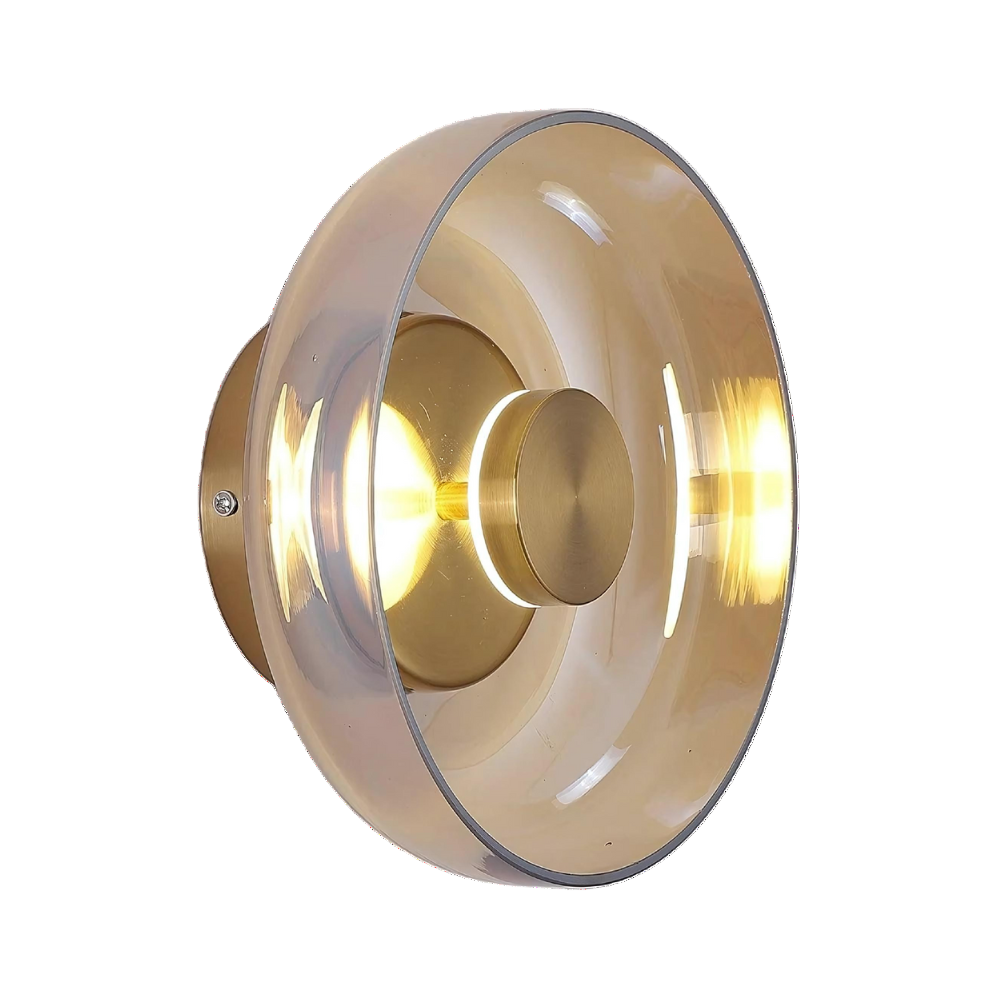 Minimalist Brass & Glass Round Wall Sconce LED 1-Light Lasson Living