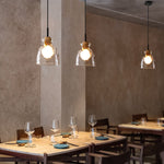 Nordic Rippled Glass and Wood LED Pendant Light | 1-Light Lasson Living