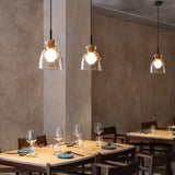 Nordic Rippled Glass and Wood LED Pendant Light | 1-Light Lasson Living