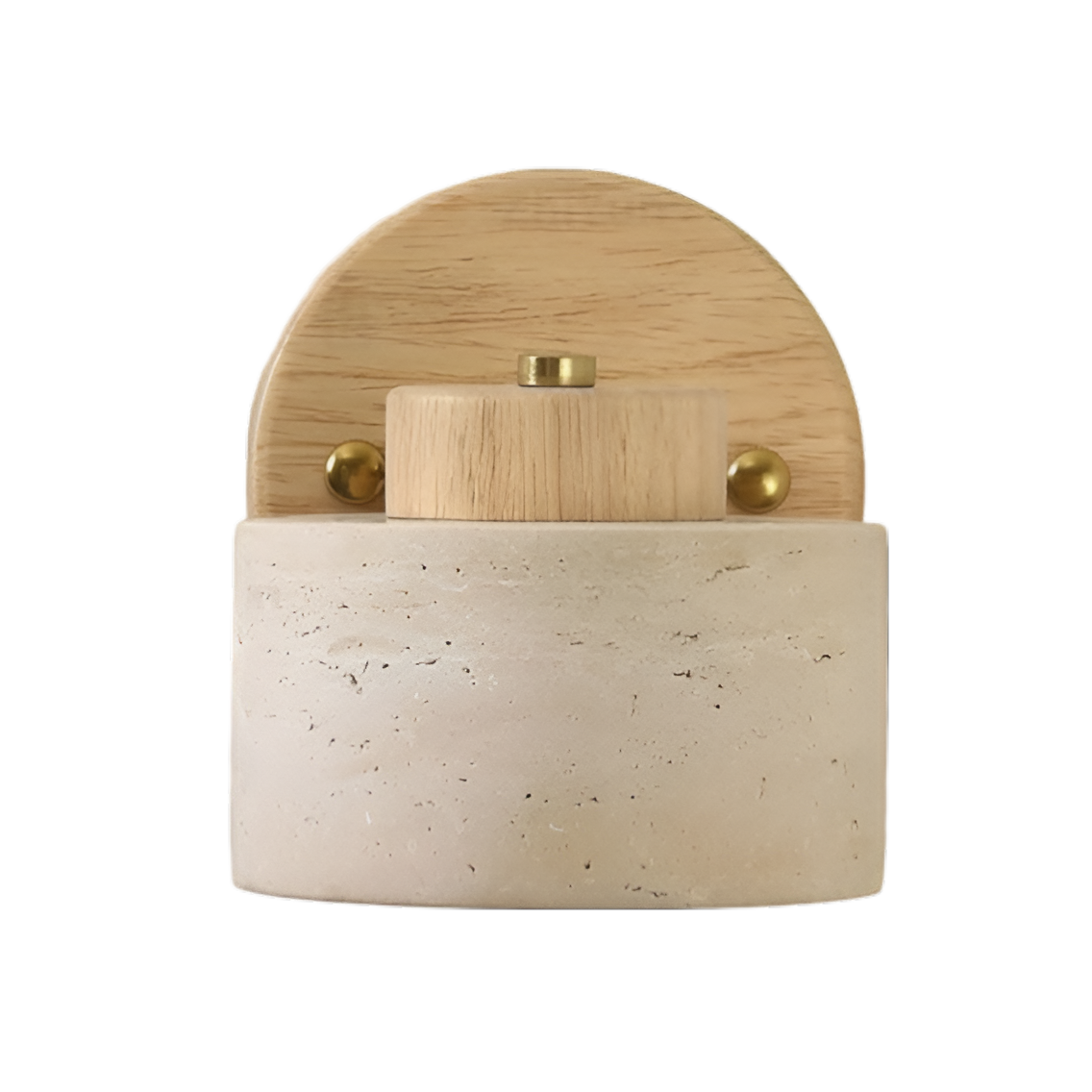 Minimalist Travertine Wood Cylinder Wall Sconce LED 1-light Lasson Living