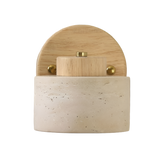 Minimalist Travertine Wood Cylinder Wall Sconce LED 1-light Lasson Living
