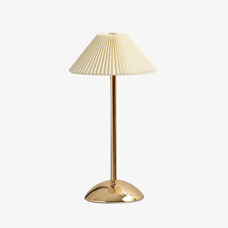 Scandinavian Brass Pleated Fabric Cone Table Light | 1-Light Lasson Living