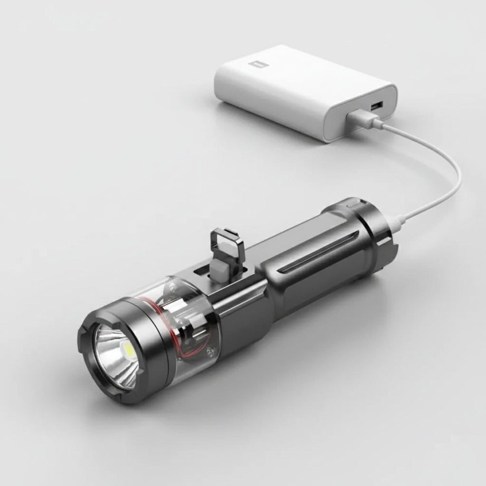 2000 Lumen Rechargeable Waterproof LED Flashlight With Rugged Body - Image 2
