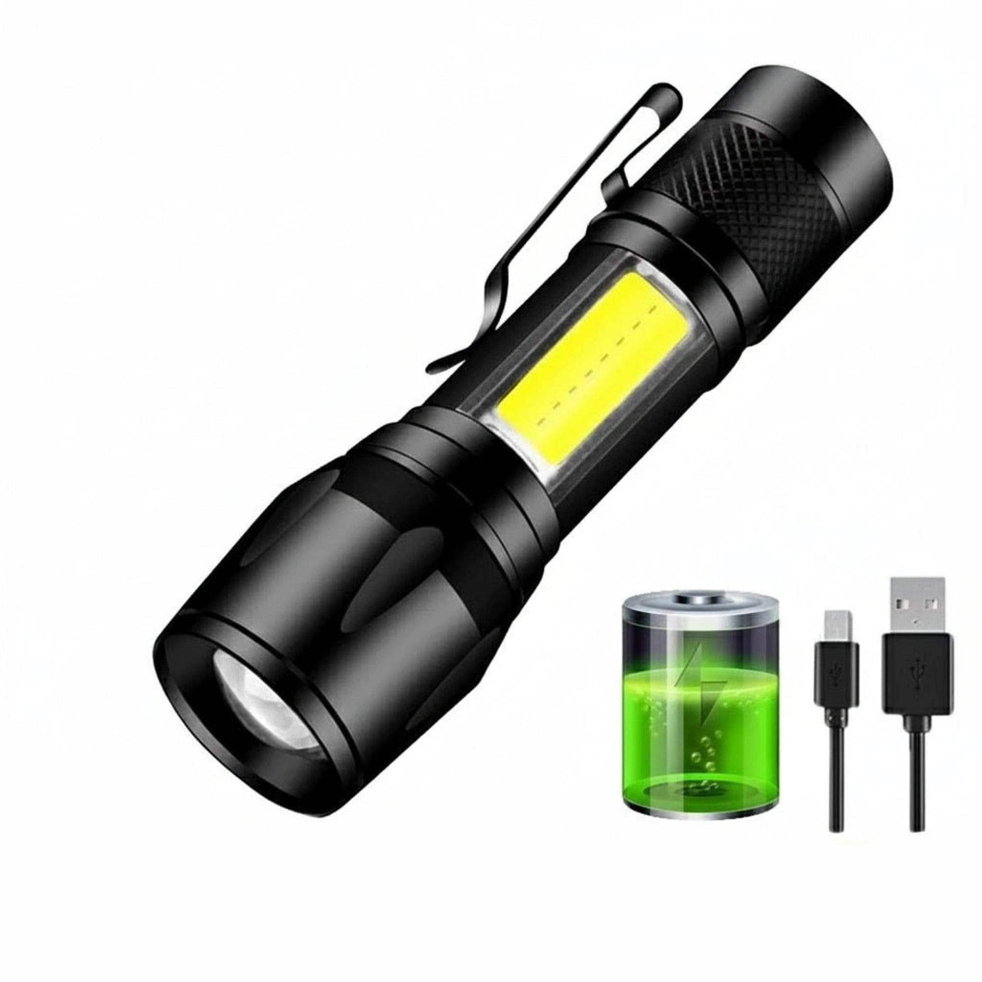 2000 Lumen Rechargeable Waterproof LED Flashlight With Rugged Body - Image 3