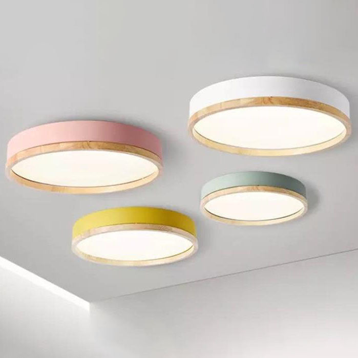 Nordic Wood Round LED Flush Ceiling Light | 1-Light Lasson Living