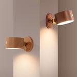 Minimalist Wooden Round LED Wall Sconce 1-Light Lasson Living