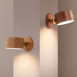 Minimalist Wooden Round LED Wall Sconce 1-Light Lasson Living