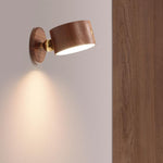 Minimalist Wooden Round LED Wall Sconce 1-Light Lasson Living