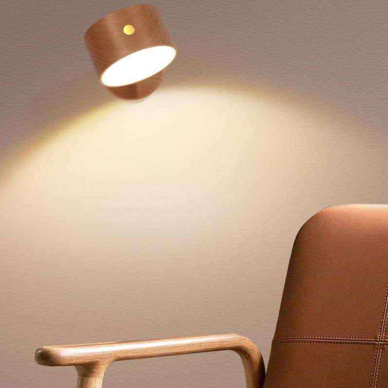 Minimalist Wooden Round LED Wall Sconce 1-Light Lasson Living