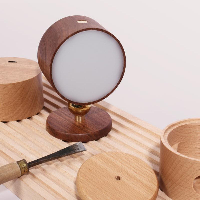 Minimalist Wooden Round LED Wall Sconce 1-Light Lasson Living