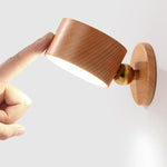 Minimalist Wooden Round LED Wall Sconce 1-Light Lasson Living