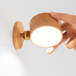 Minimalist Wooden Round LED Wall Sconce 1-Light Lasson Living