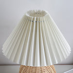 Nordic Rattan Pleated Fabric Conic LED Table Lamp 1-Light Lasson Living