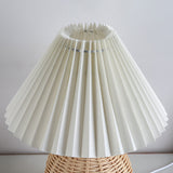 Nordic Rattan Pleated Fabric Conic LED Table Lamp 1-Light Lasson Living