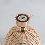 Nordic Rattan Pleated Fabric Conic LED Table Lamp 1-Light Lasson Living