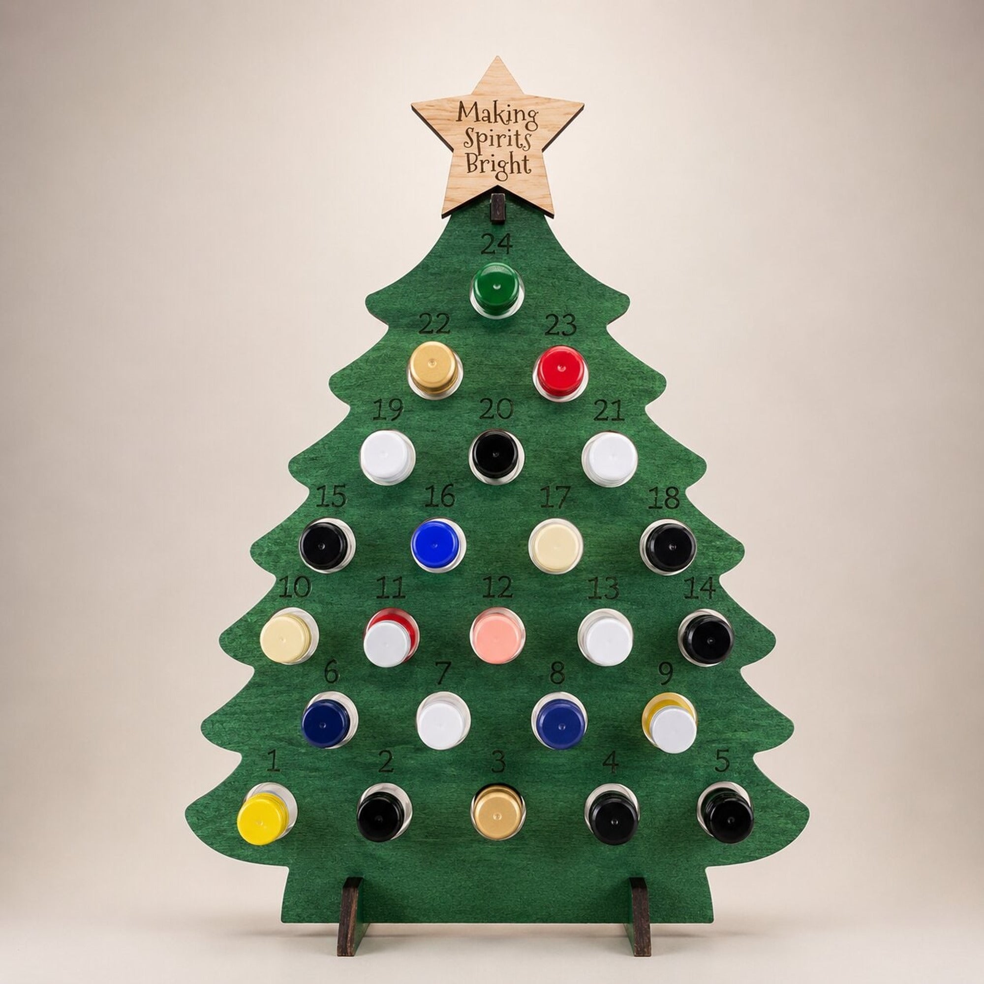 24-Bottle Capacity Freestanding Display Wooden Advent Calendar - Image 1