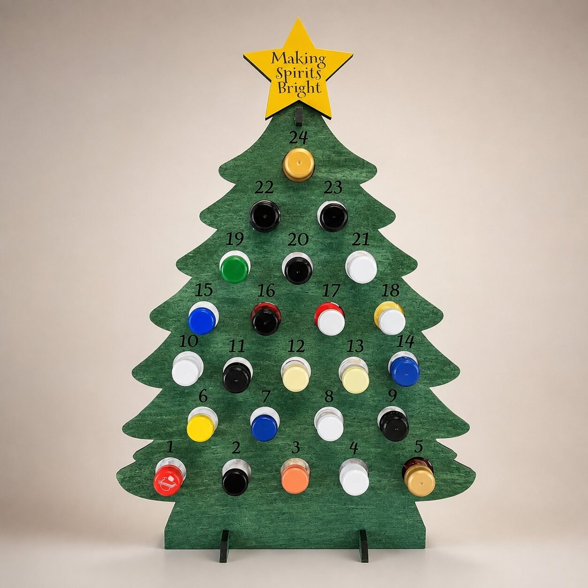 24-Bottle Capacity Freestanding Display Wooden Advent Calendar - Image 4