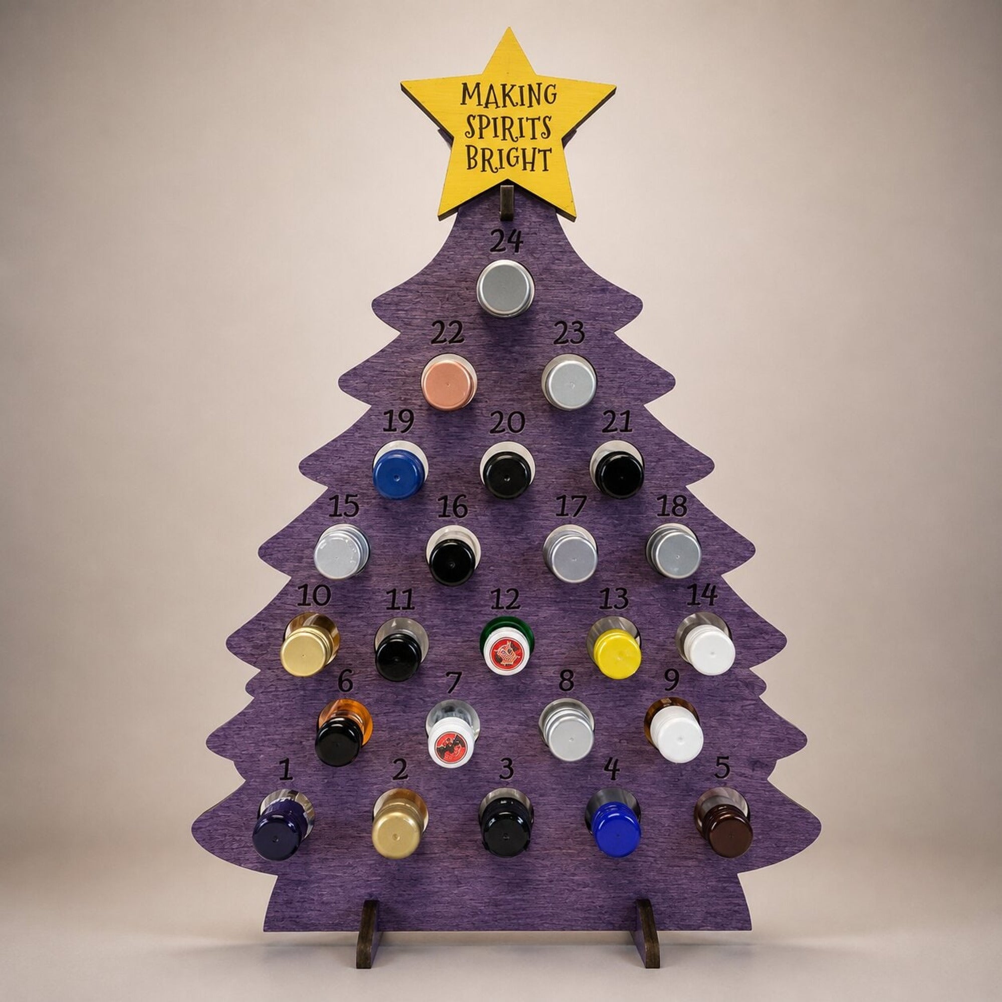 24-Bottle Capacity Freestanding Display Wooden Advent Calendar - Image 2