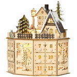 24 Compartments Warm LED Light Ambience Christmas Wooden Advent Calendar - Image 1
