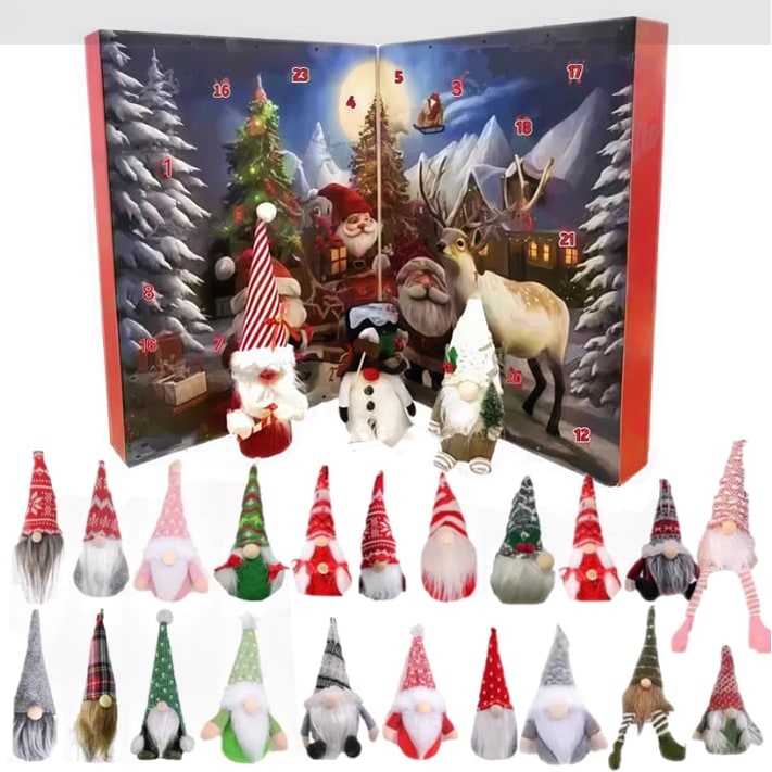 24 Handcrafted Gnomes Christmas Advent Calendar With Lights And Festive Music - Image 2