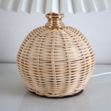 Nordic Rattan Pleated Fabric Conic LED Table Lamp 1-Light Lasson Living