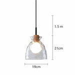 Nordic Rippled Glass and Wood LED Pendant Light | 1-Light Lasson Living
