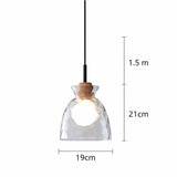 Nordic Rippled Glass and Wood LED Pendant Light | 1-Light Lasson Living