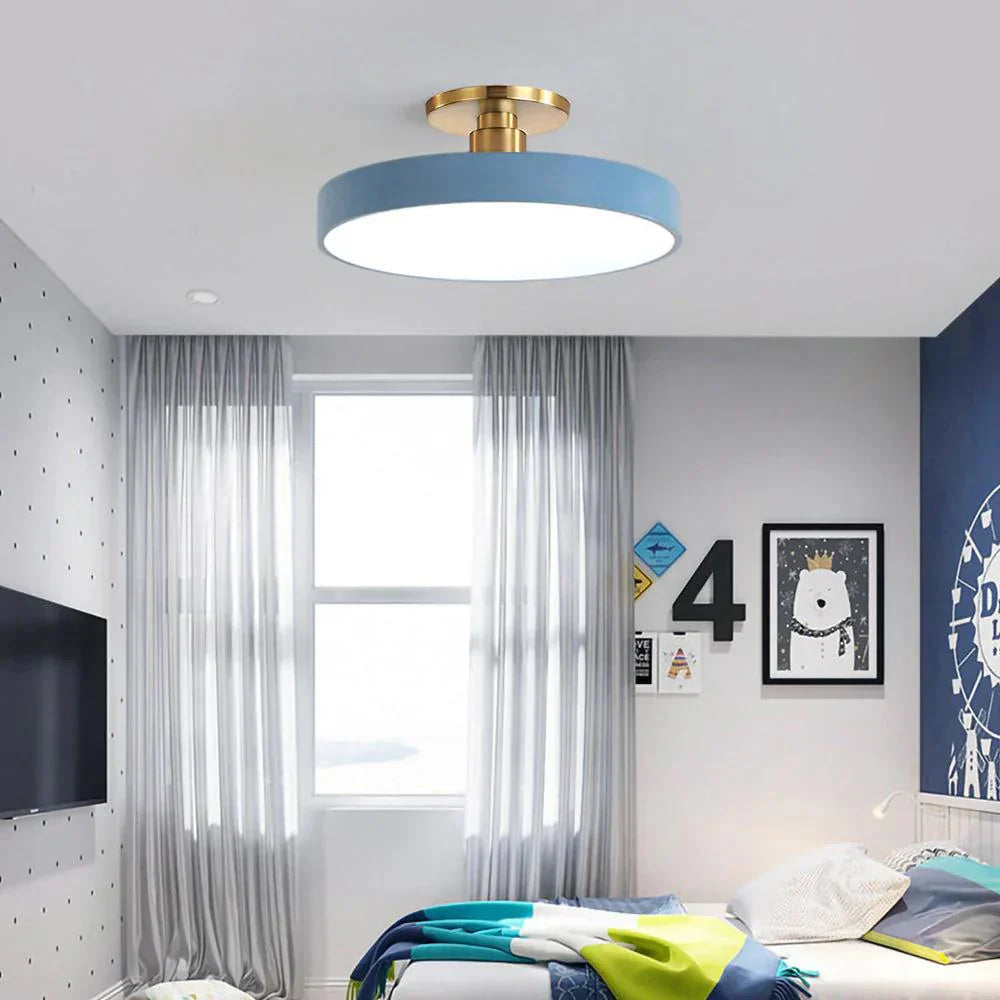 Modern Brass Round LED Ceiling Light 1-Light Lasson Living