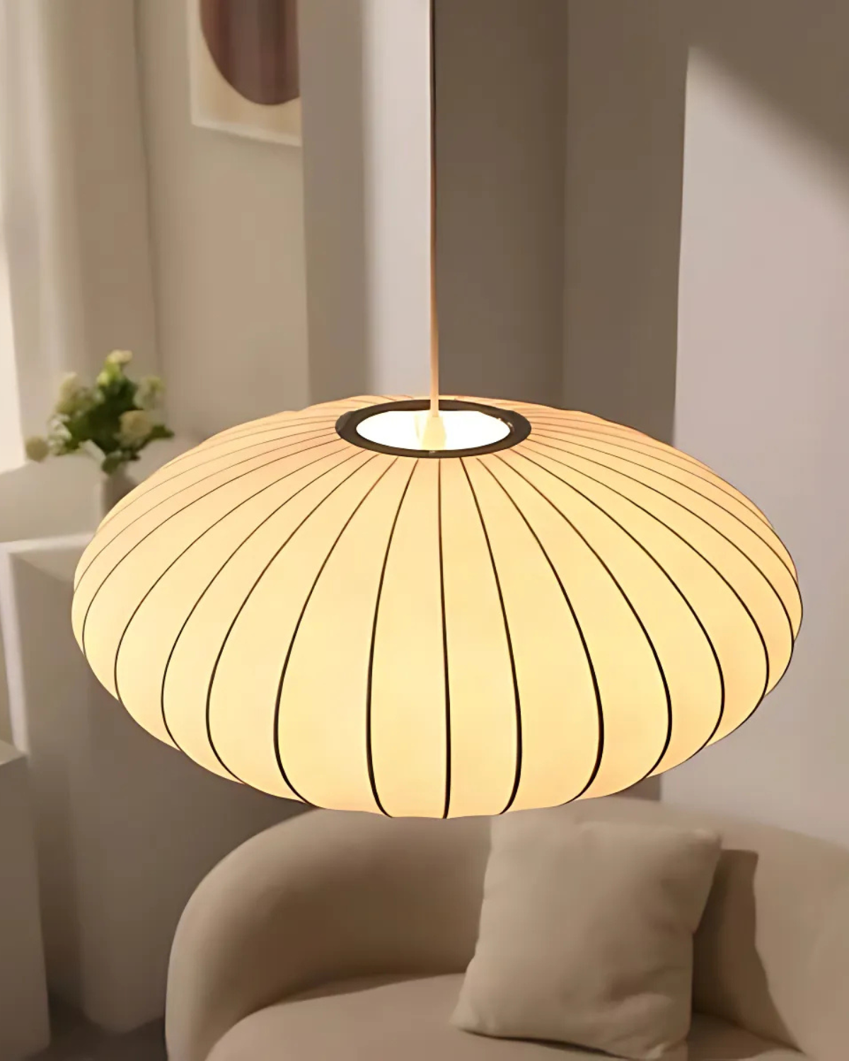 Japanese Fabric Round Pendant 1-Light Lasson Living
