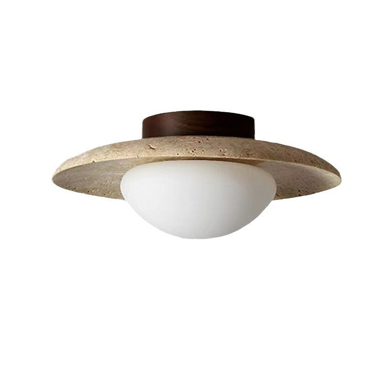 Nordic Minimalist Travertine Round LED Ceiling Light 1-Light Lasson Living