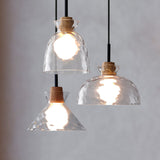 Nordic Rippled Glass and Wood LED Pendant Light | 1-Light Lasson Living