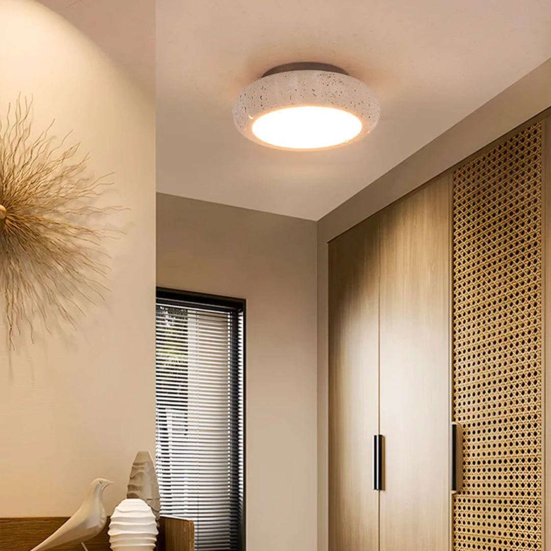 Retro Travertine Wood Ceiling Light 1-Light Lasson Living