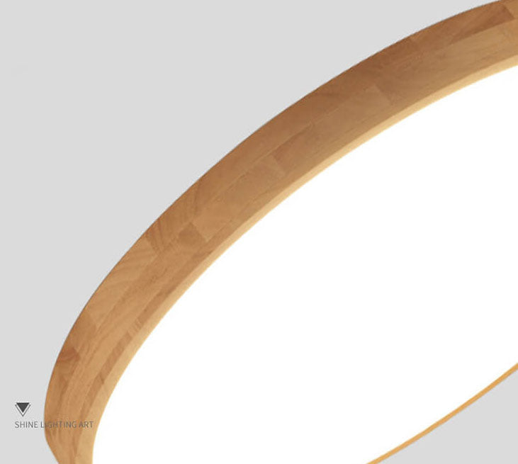 Nordic Solid Wood Round Ultra-thin LED Flush Mount Ceiling 1-Light Lasson Living