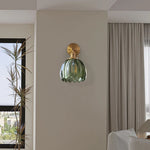 Vintage Brass Tulip Glass Wall Sconce 1-Light Lasson Living