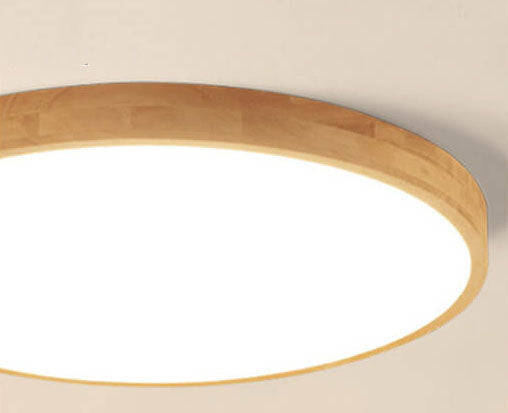 Nordic Solid Wood Round Ultra-thin LED Flush Mount Ceiling 1-Light Lasson Living