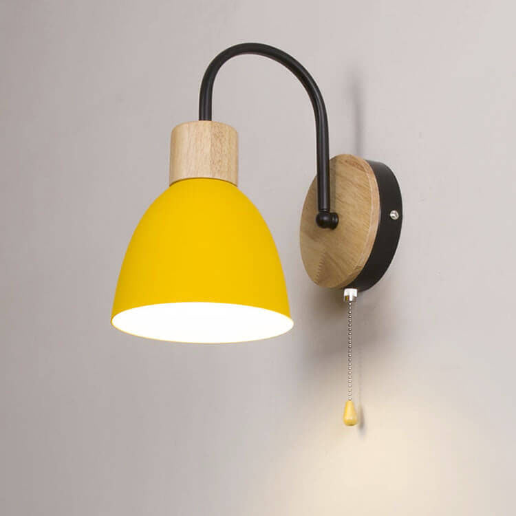 Nordic Wood Dome Wall Light with Pull Switch | 1-Light Lasson Living
